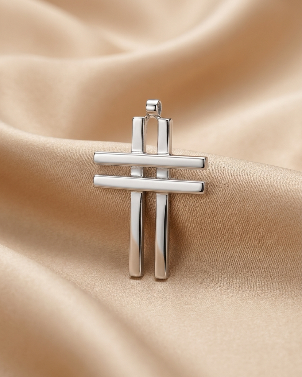 Sovereign Parallel Geometric Cross Pendant