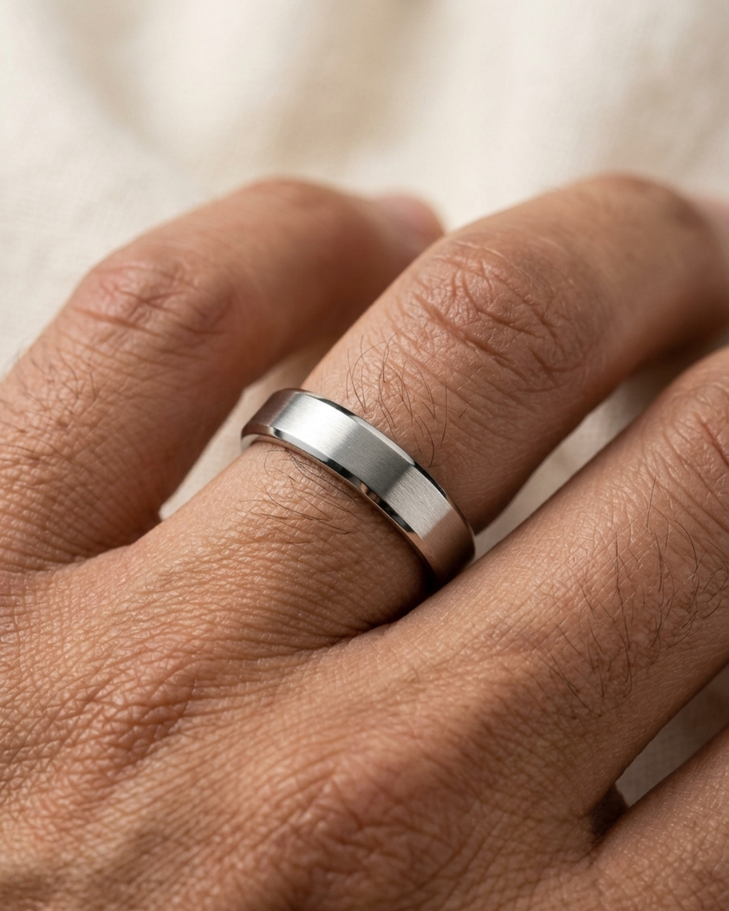 Beveled Edge Matte Men’s Dibla Ring