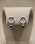 Wreath Round Cut Drop Stud Earrings Sterling Silver