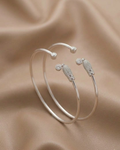 Bullet End Open Bangle Sterling Silver