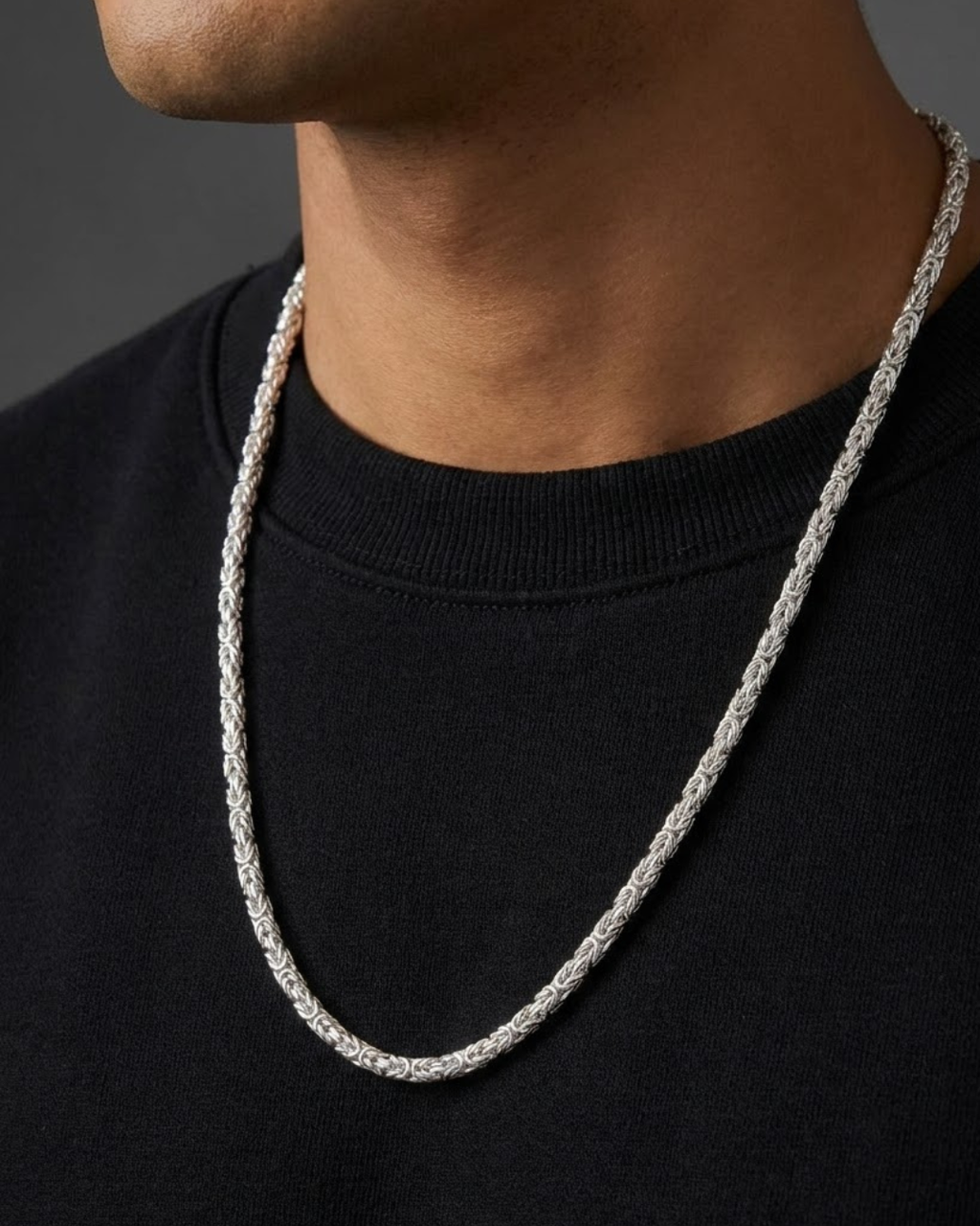 Byzantine Chain Link Necklace Sterling Silver