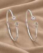 Heart Solitaire Open Bangle Sterling Silver