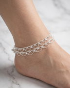 The Chandni Lace Traditional Silver Payal