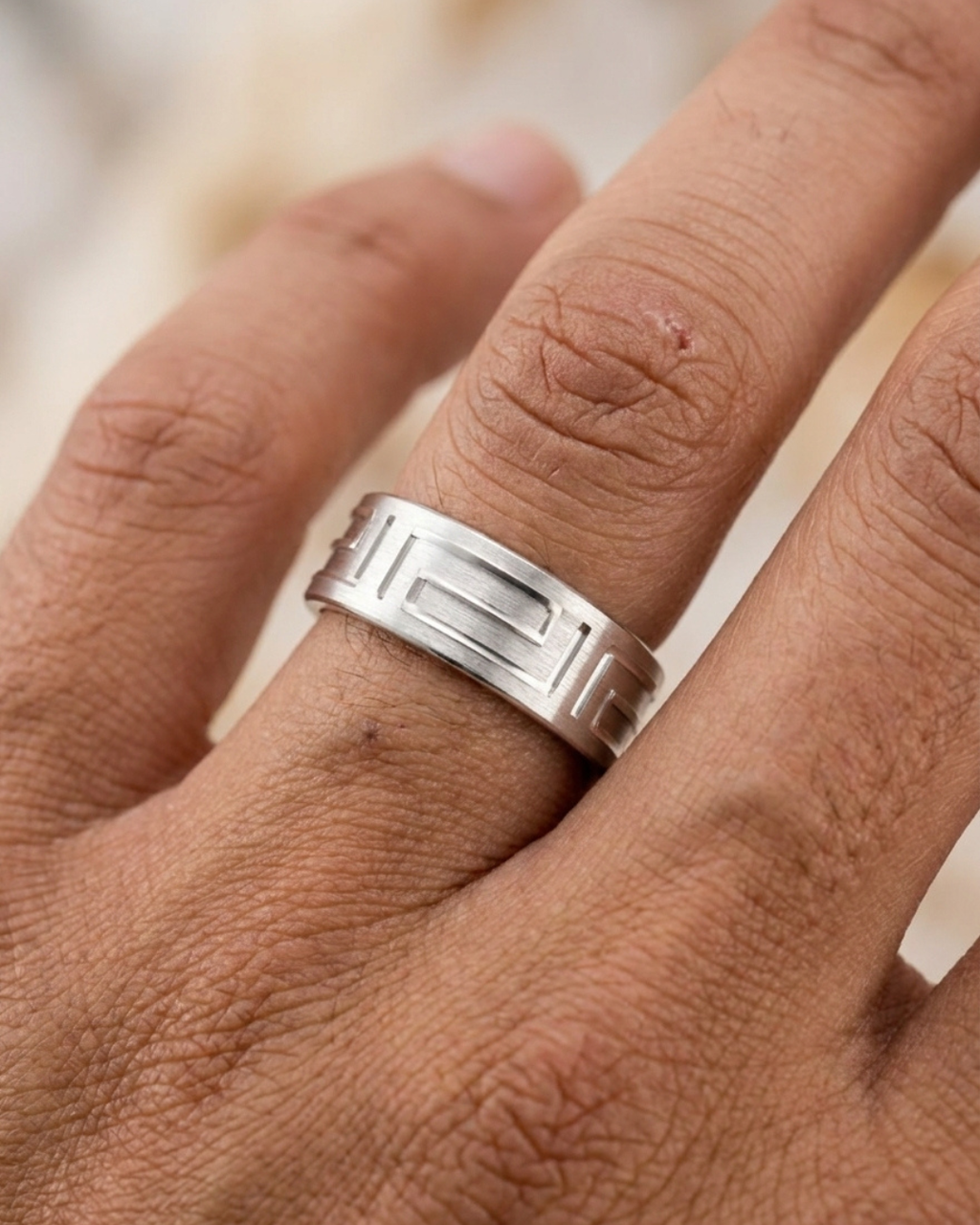 Greek Maze Engraved Men’s Dibla Ring