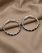 Leaf Charm Adjustable Bangle Pair Sterling Silver