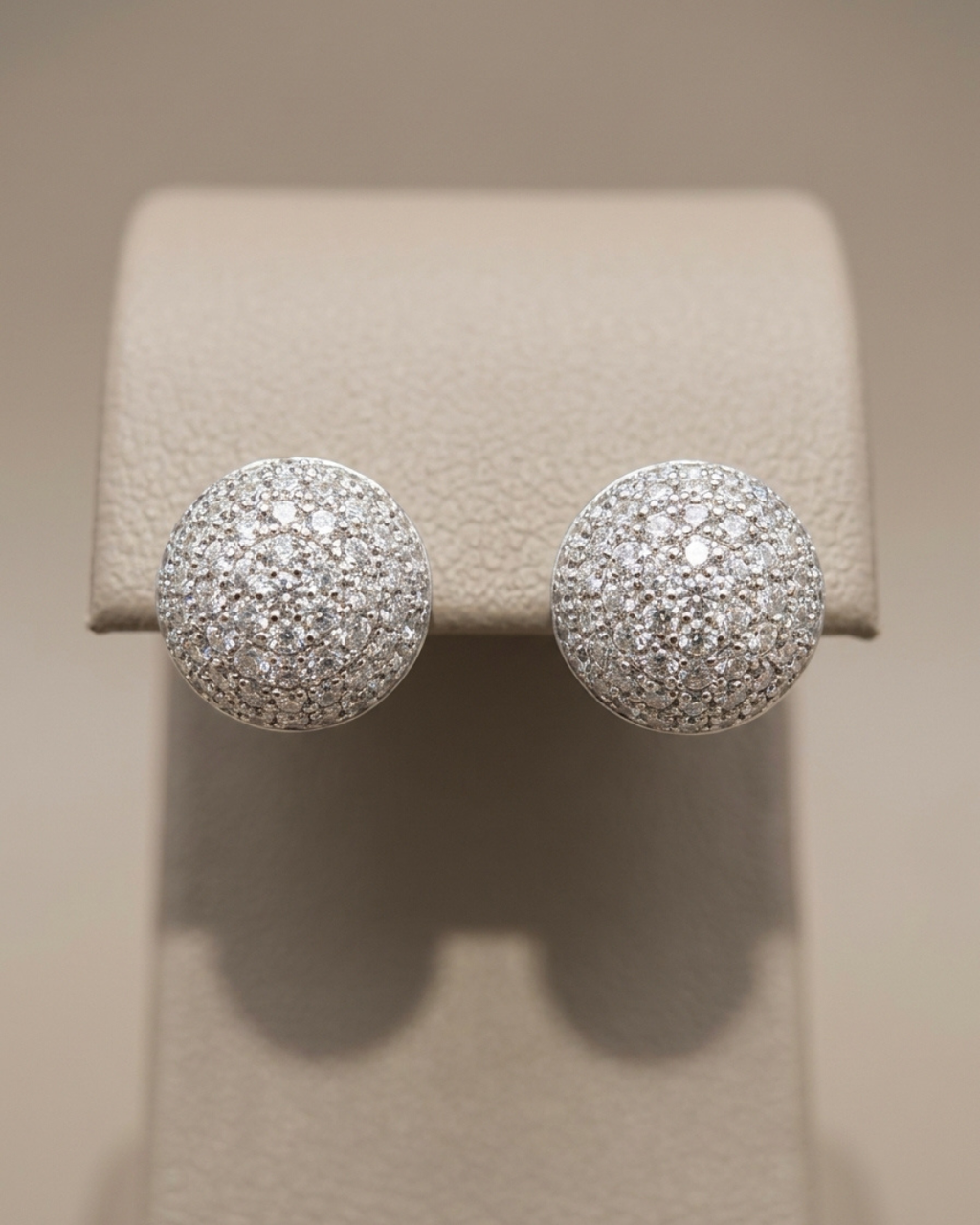 Round Pavé Stud Earrings Sterling Silver