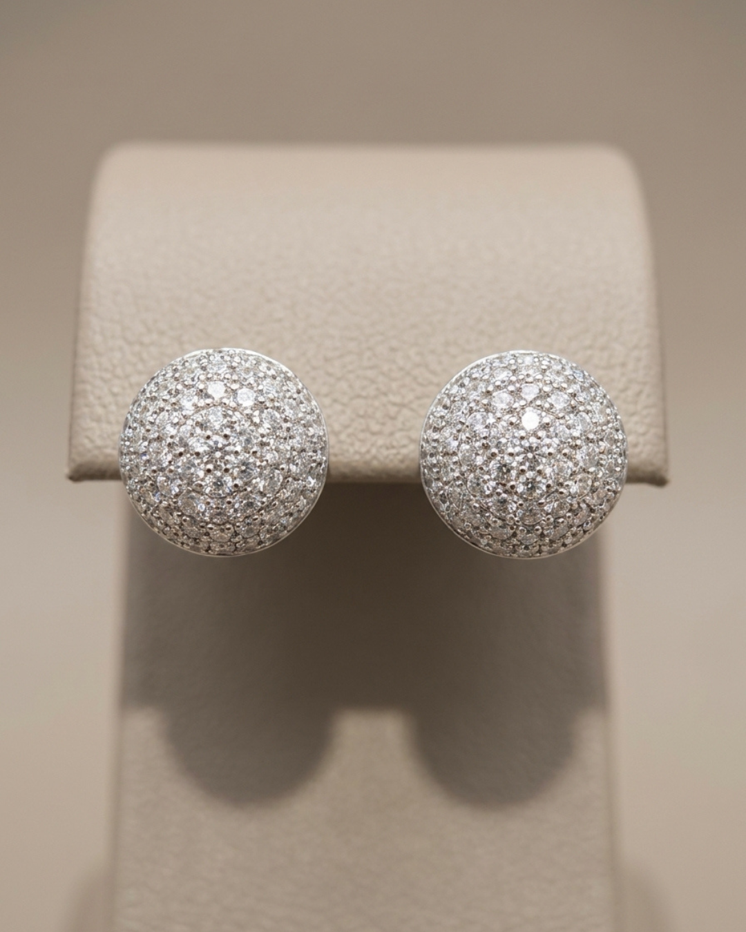 Round Pavé Stud Earrings Sterling Silver