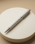 Diamond Pattern Textured Silver Ballpoint Pen