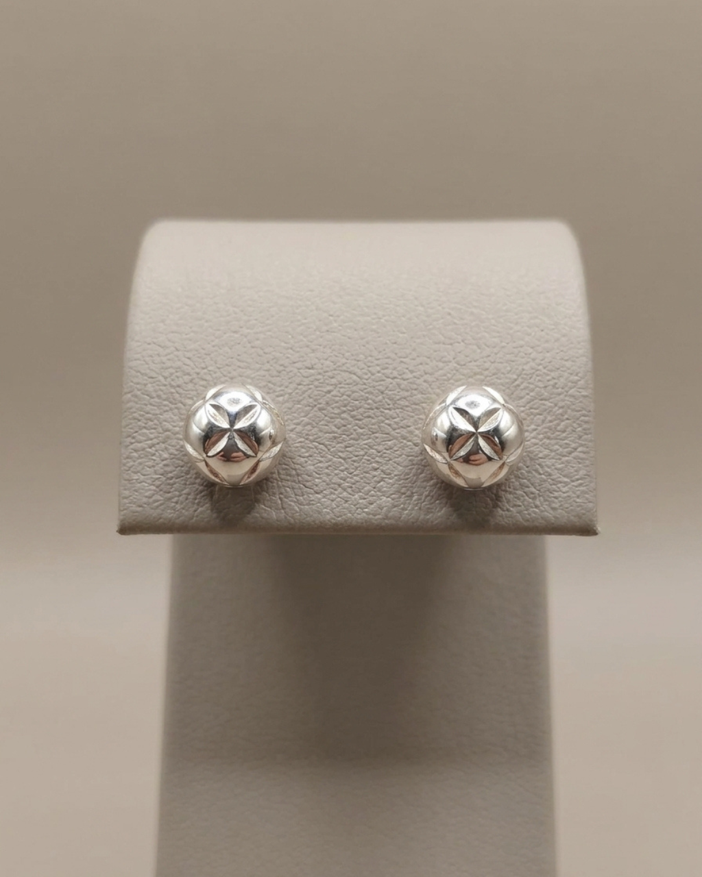 Floral Textured Studs Earring Sterling Silver