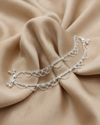 Sterling Silver Scalloped Draping Payal Anklet