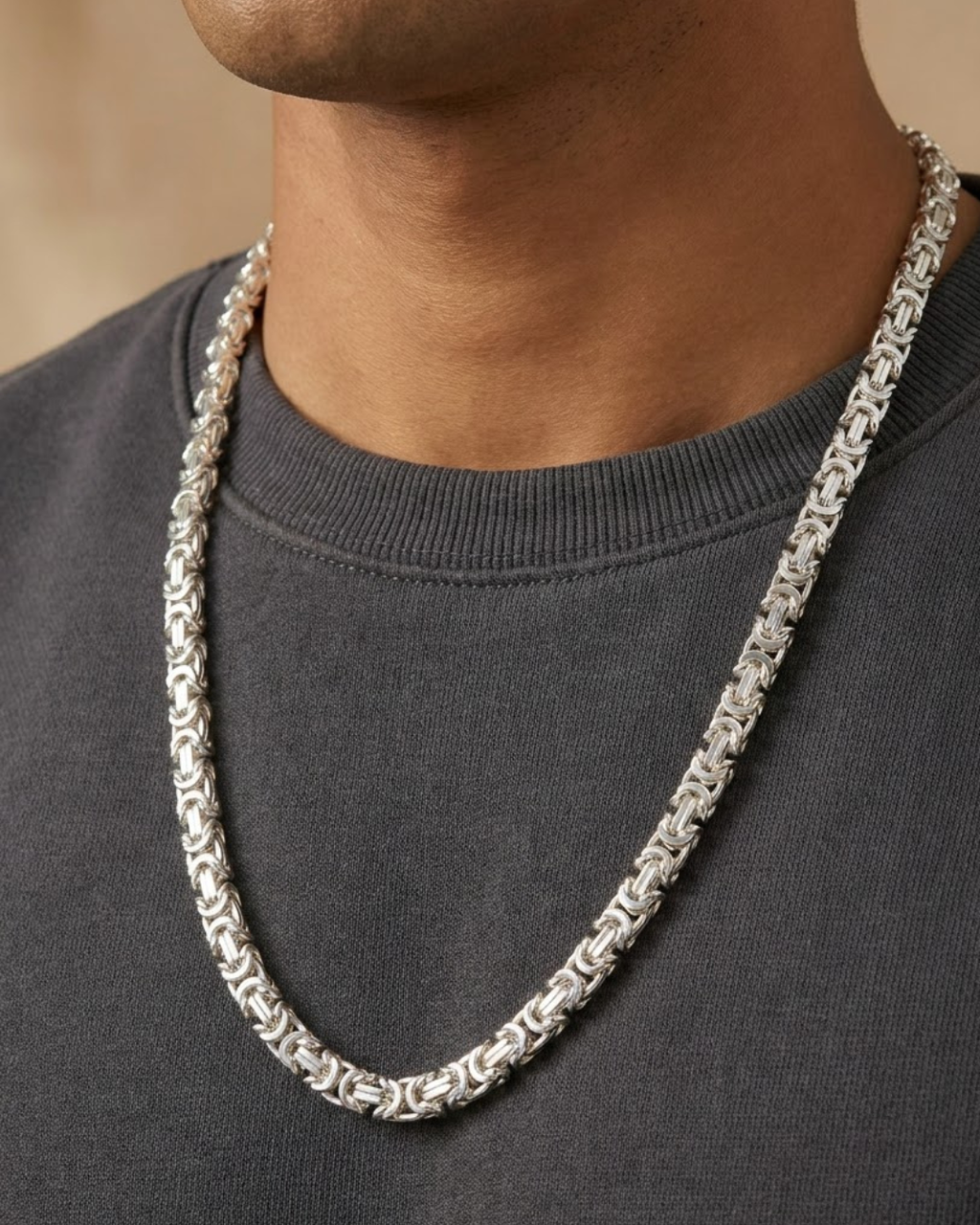 Intricate Byzantine Link Chain Sterling Silver