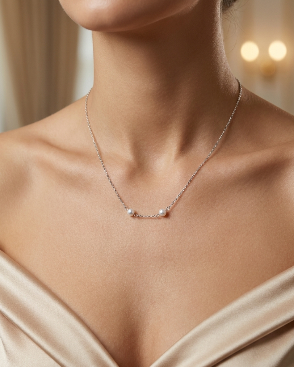 Round Pearl Necklace Sterling Silver