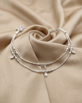 Double Layer Silver Crystal Payal Anklet