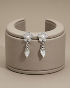 Flower Drop Stud Earrings Sterling Silver