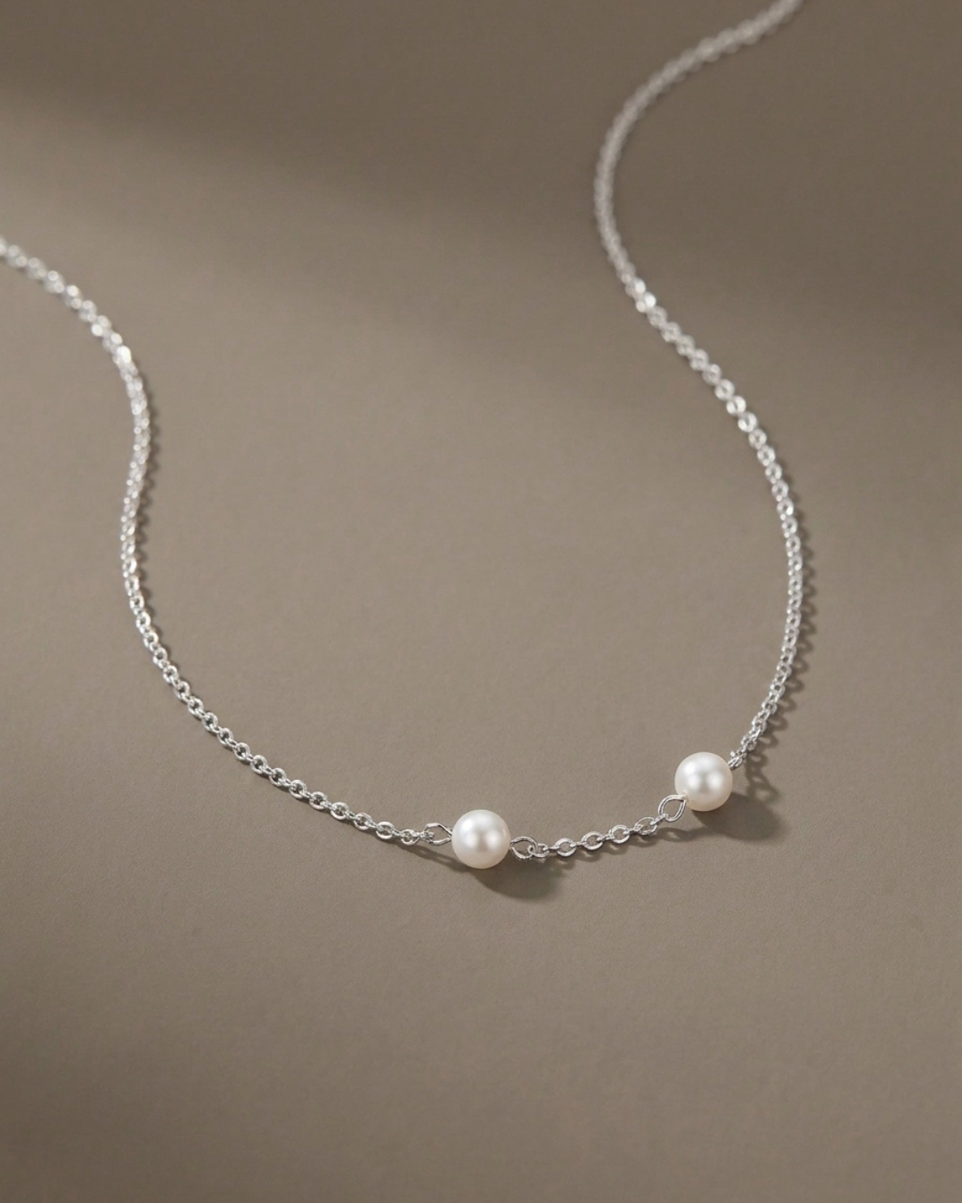 Round Pearl Necklace Sterling Silver