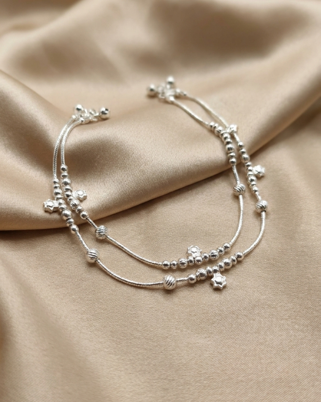Classic Heritage Dual-Layer Bead Anklet