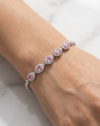 Roseate Oval Halo Tennis Bracelet