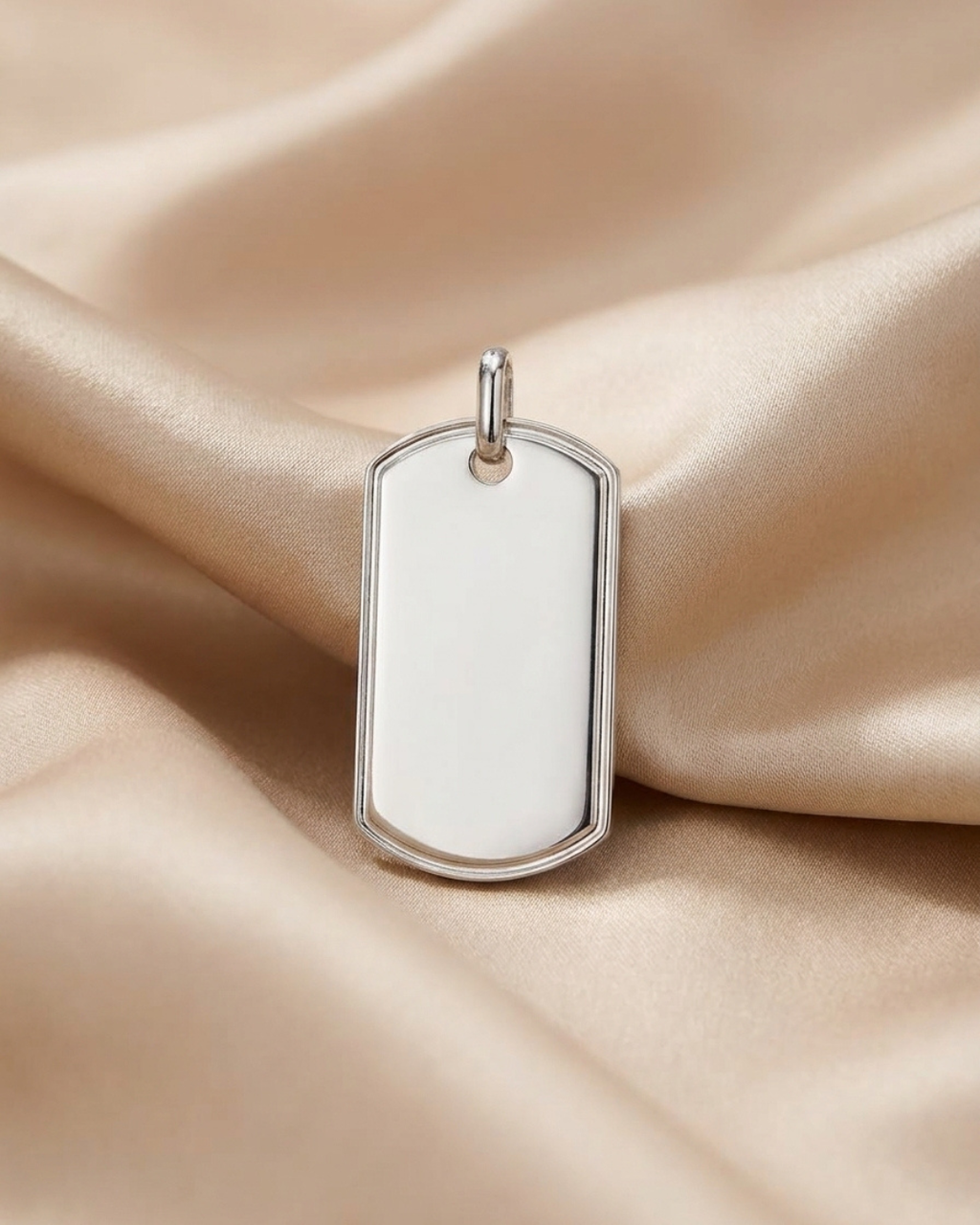 Classic Polished Border Dog Tag Pendant