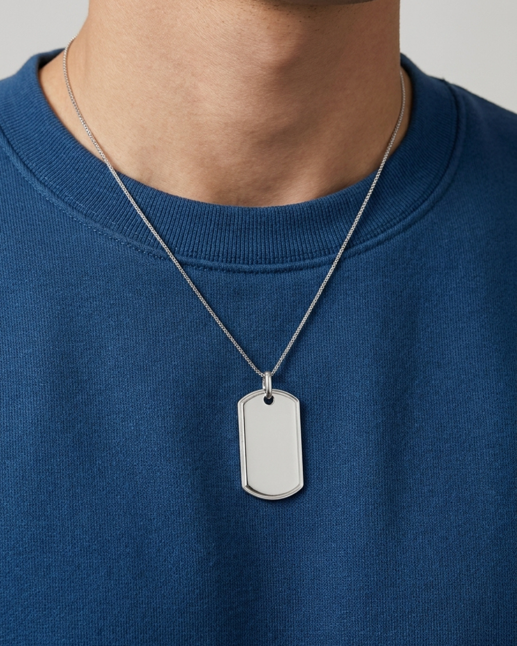 Classic Polished Border Dog Tag Pendant