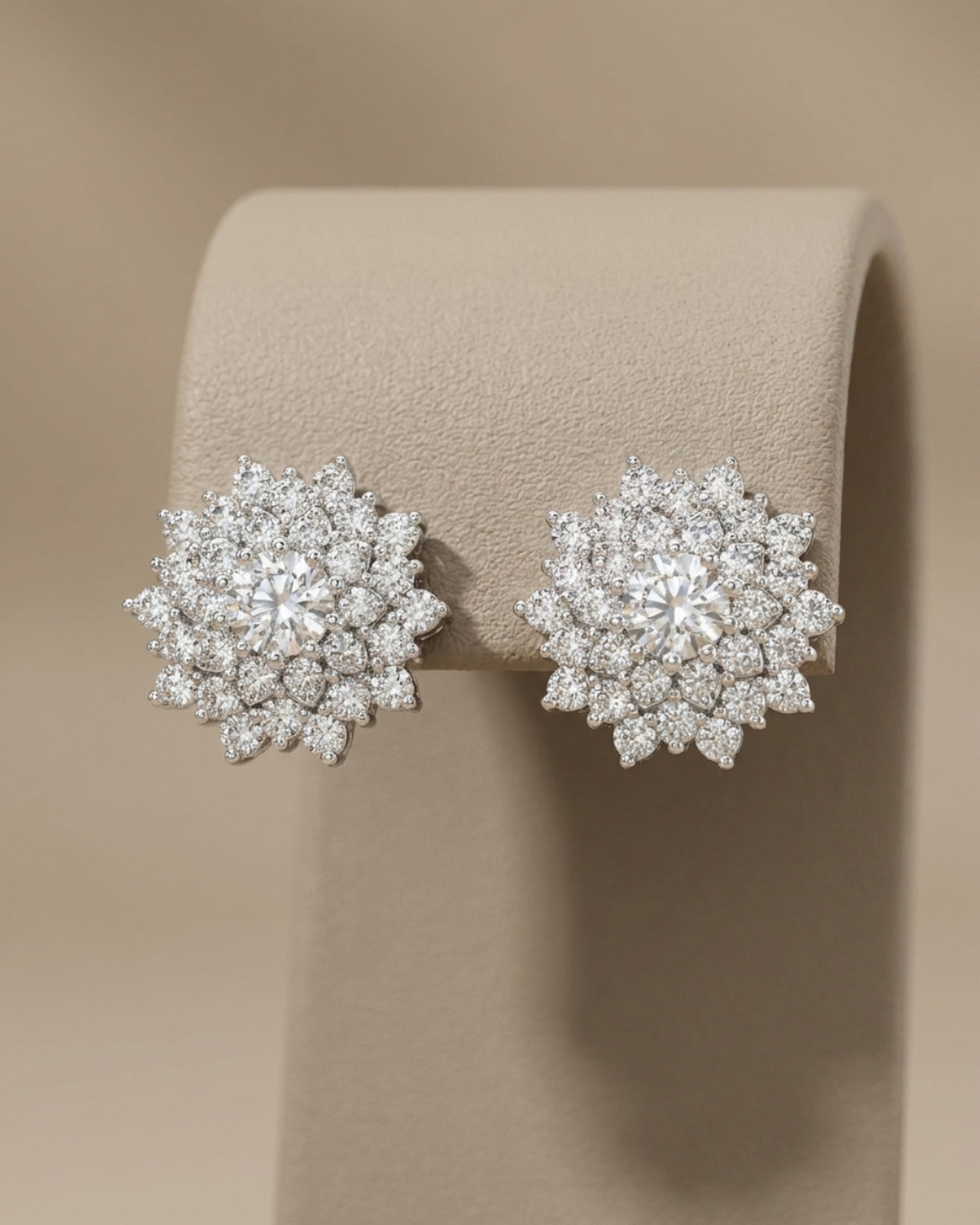Floral Snowflake Stud Earrings Sterling Silver