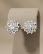 Floral Snowflake Stud Earrings Sterling Silver