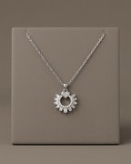 Heart Sunburst Necklace Sterling Silver