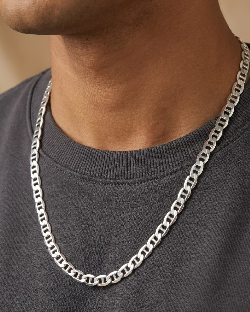 Anchor Chain Link Necklace Sterling Silver