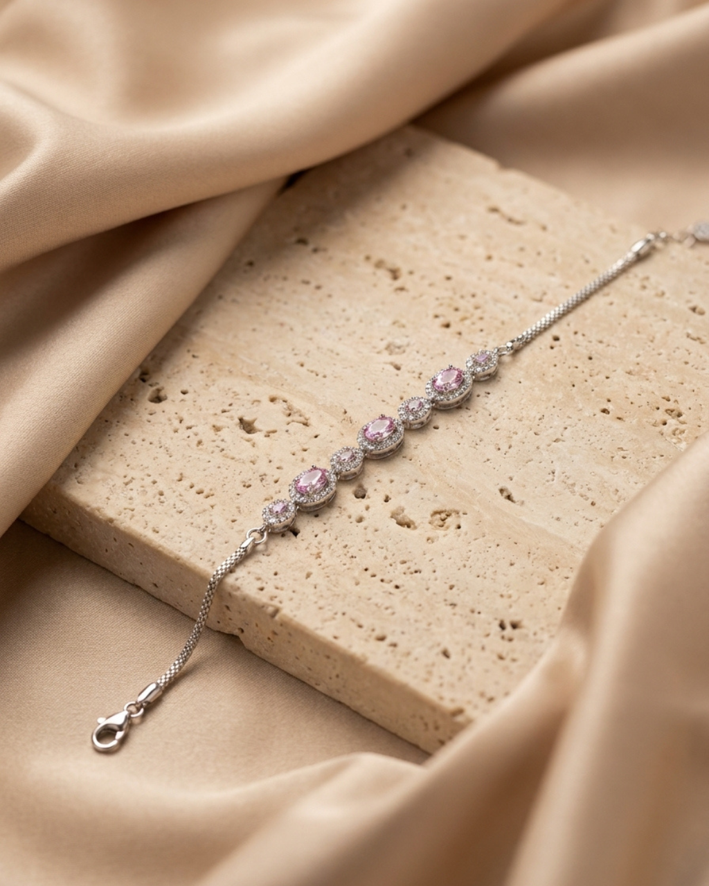Pink Tourmaline Oval Bracelet