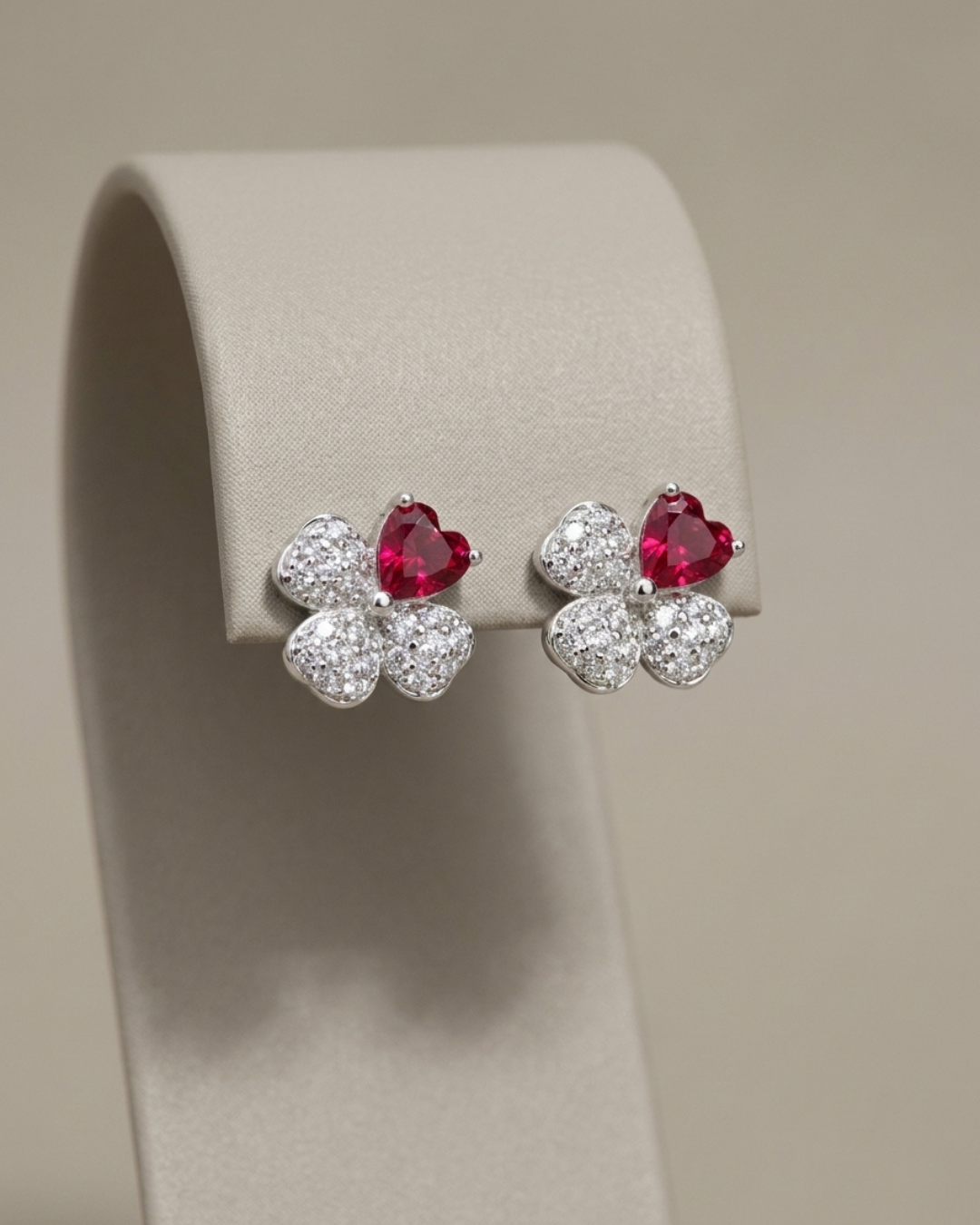 Four Leaf Clover Stud Earrings Sterling Silver