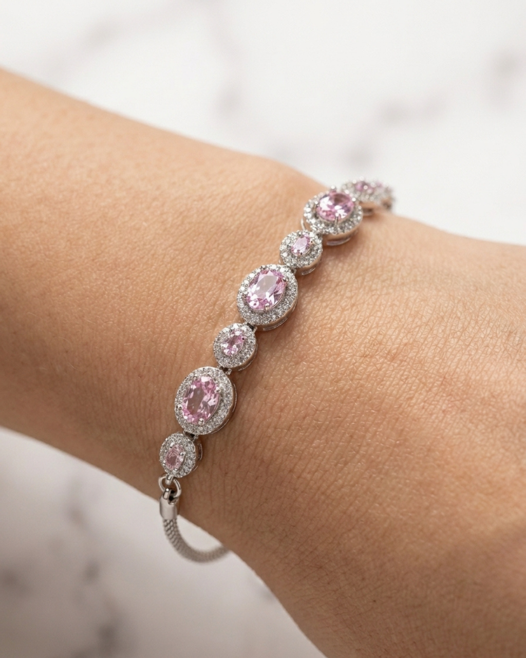 Pink Tourmaline Oval Bracelet