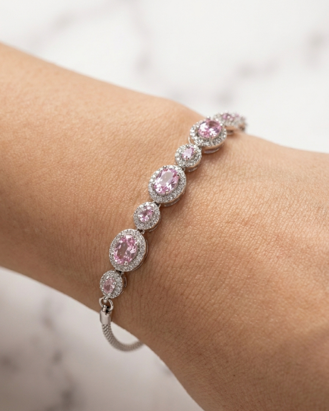 Pink Tourmaline Oval Bracelet