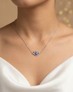 Crowned Evil Eye Necklace Sterling Silver