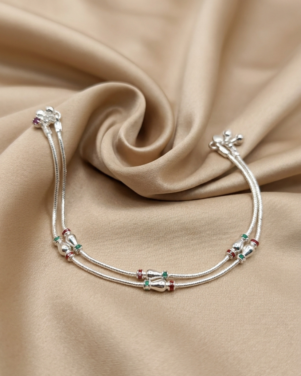 Sterling Silver Bead Payal Anklet