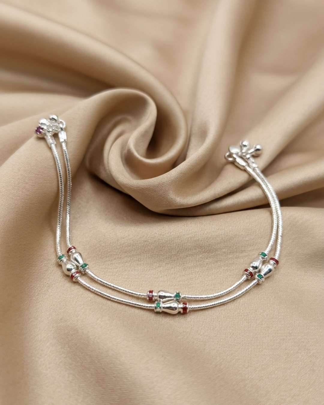 Sterling Silver Bead Payal Anklet