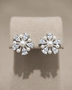 Pearl Snowflake Studs Earring Sterling Silver