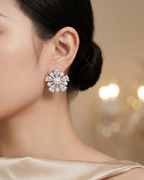 Pearl Snowflake Studs Earring Sterling Silver