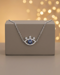 Crowned Evil Eye Necklace Sterling Silver