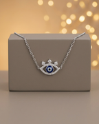 Crowned Evil Eye Necklace Sterling Silver
