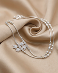 Double Layer Silver Floral Payal Anklet