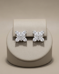 Marquise Flower Stud Earrings Sterling Silver