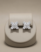 Marquise Flower Stud Earrings Sterling Silver