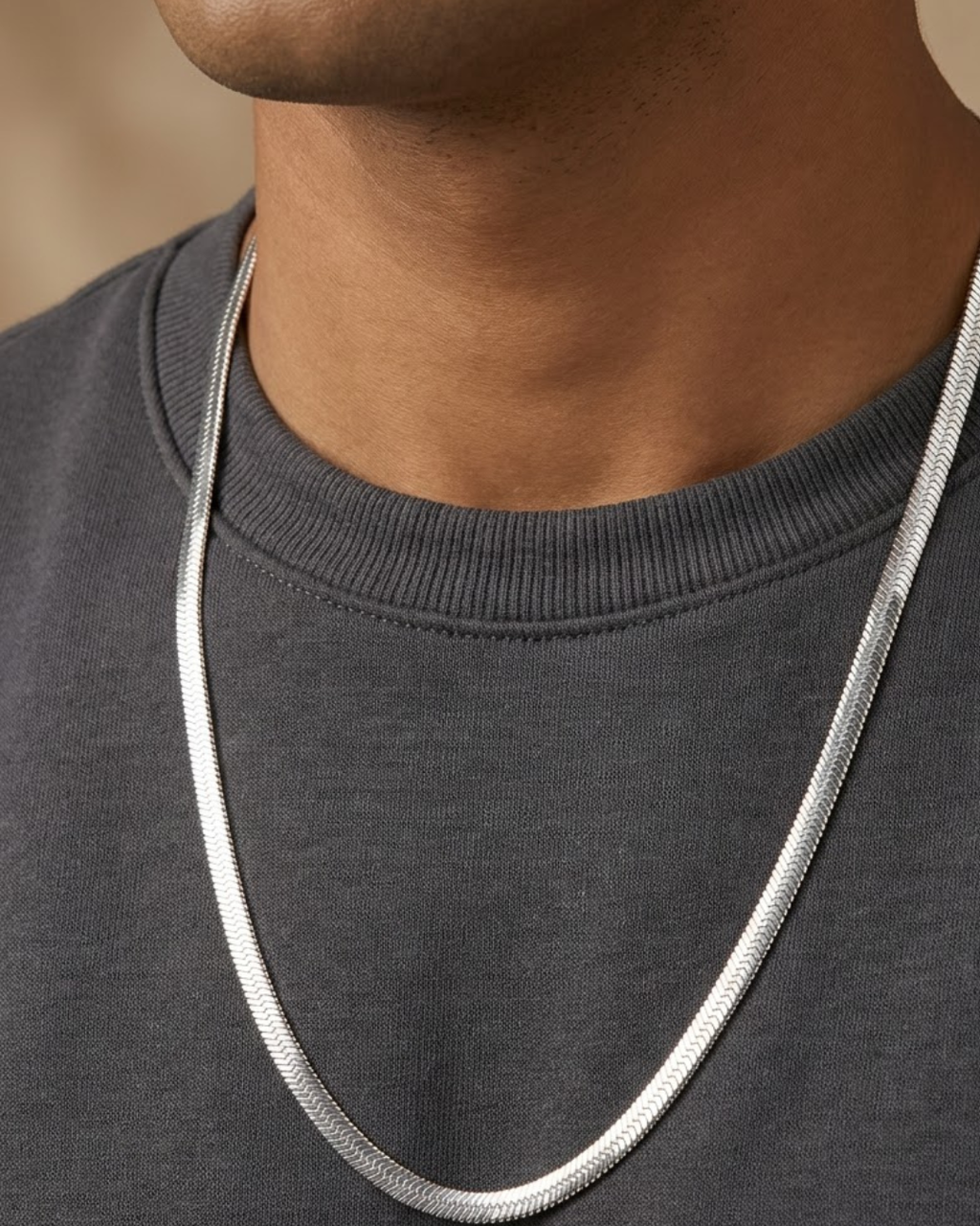 Herringbone Chain Necklace Sterling Silver
