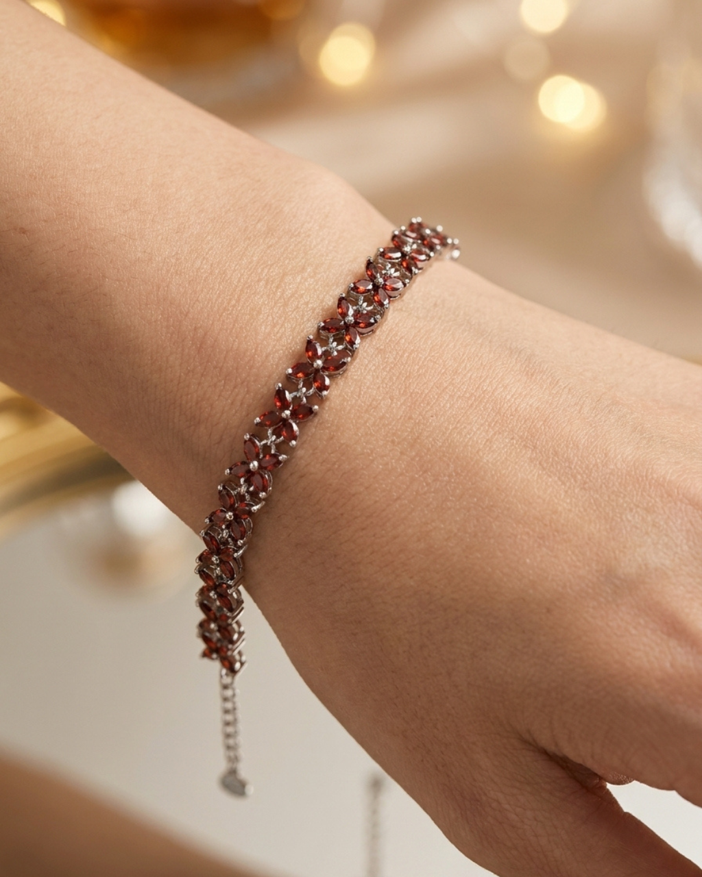 Scarlet Marquise Floral Bracelet