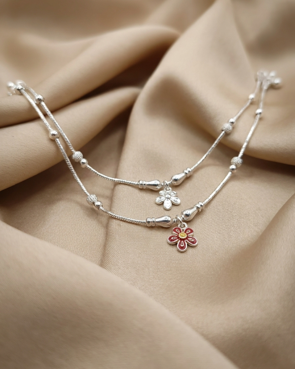 Classic Heritage Dual-Layer Blossom Anklet