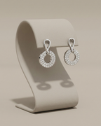 Round Circle Drop Stud Earrings Sterling Silver