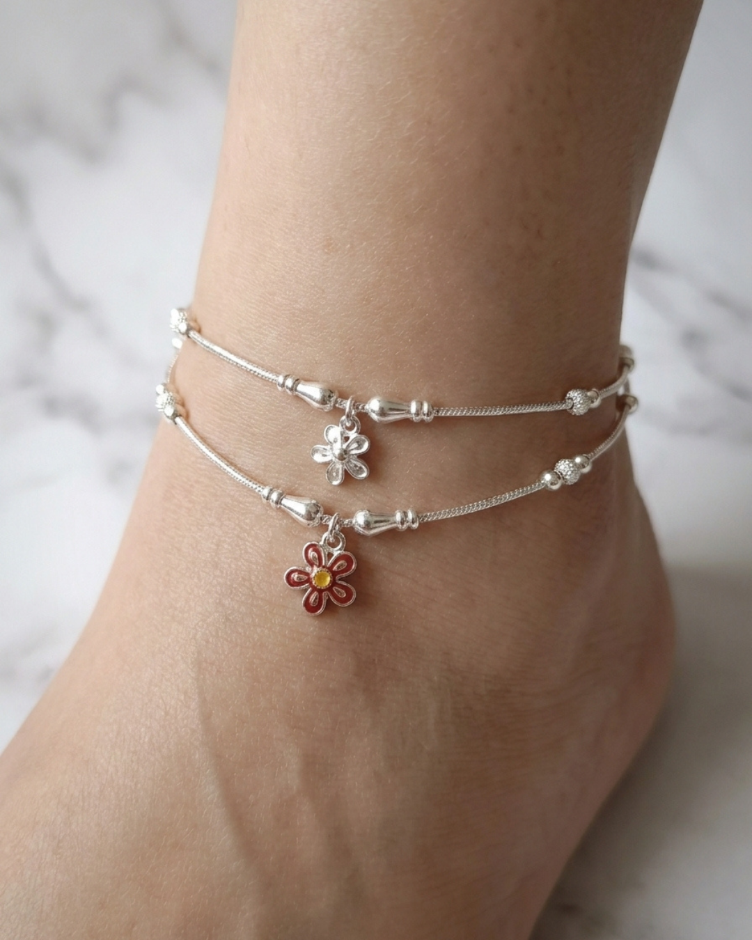 Classic Heritage Dual-Layer Blossom Anklet