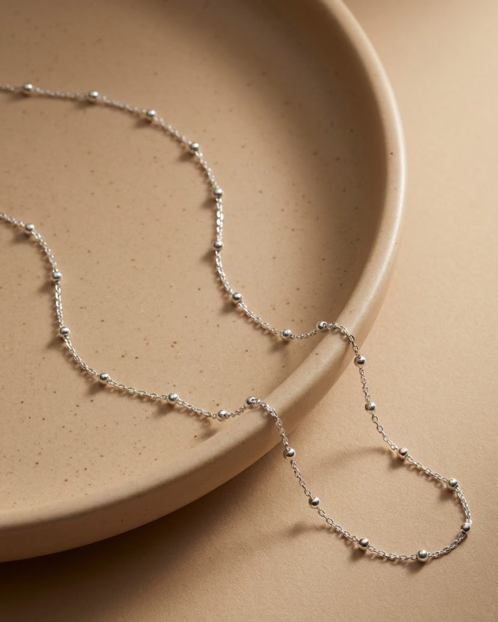 Beaded Satellite Chain Necklace Sterling Silver