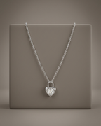 Heart Padlock Pendant Necklace Sterling Silver