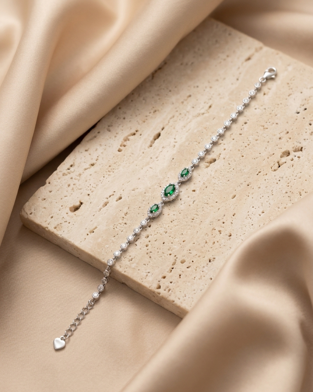 Jade Green Trio Marquise Bracelet