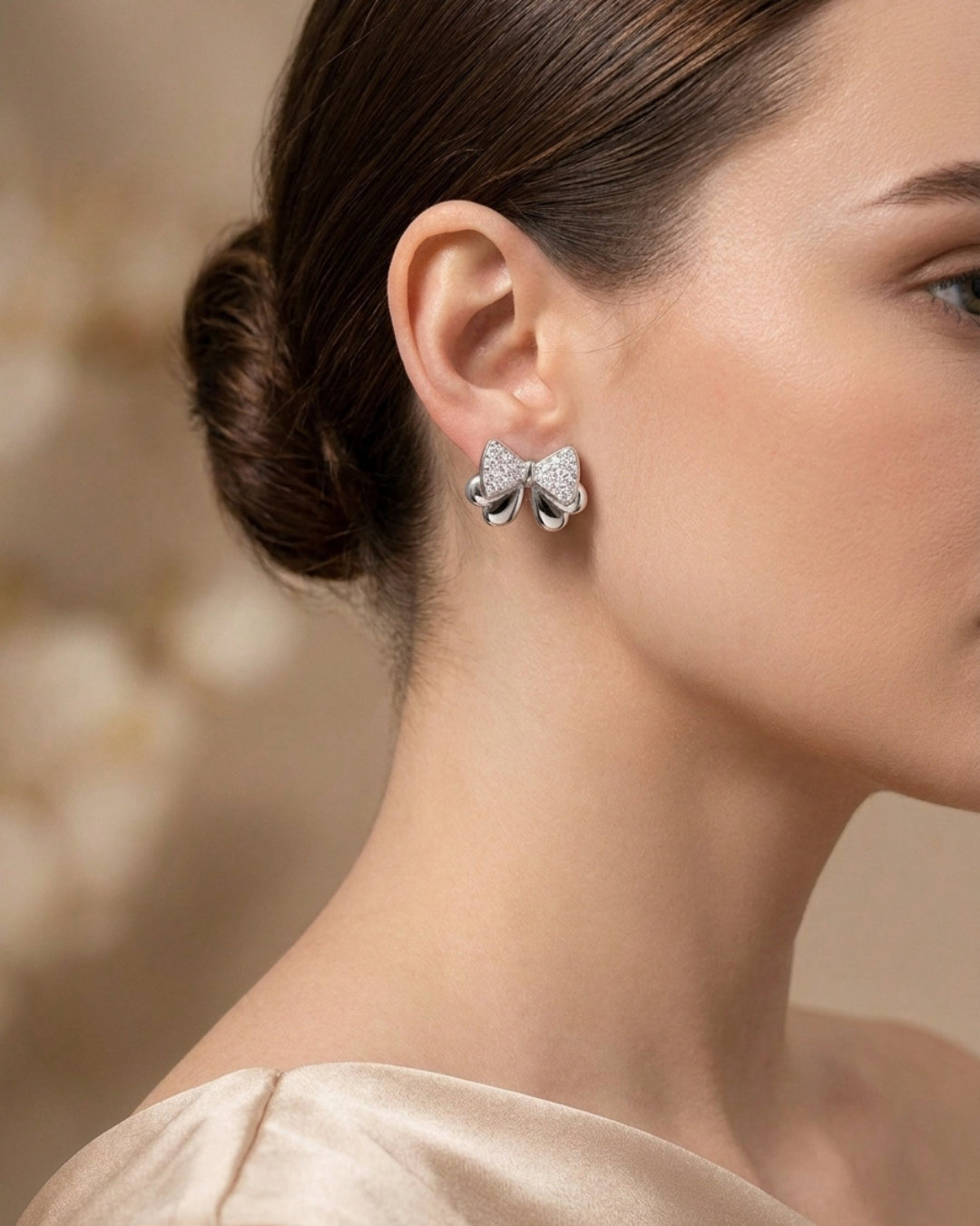 Bow Stud Earrings Sterling Silver